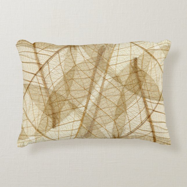 Rustic Sheer Cream Lace Leaves Decorative Cushion (Front)