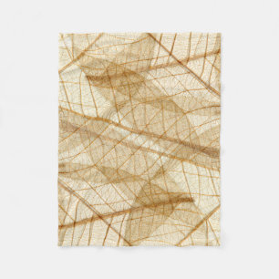 Rustic Sheer Cream Lace Leaves Fleece Blanket