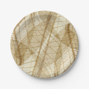 Rustic Sheer Cream Lace Leaves Paper Plate