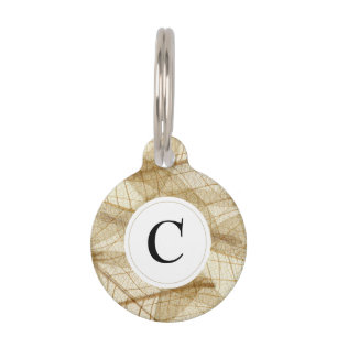 Rustic Sheer Cream Lace Leaves Pet Tag