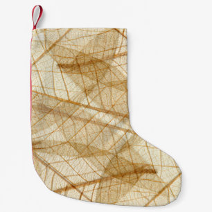 Rustic Sheer Cream Lace Leaves Small Christmas Stocking