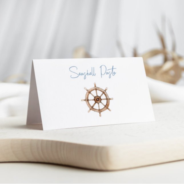 Rustic Ship Wheel Food Label Place Card (Creator Uploaded)
