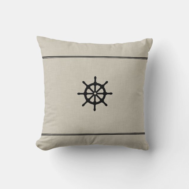 Rustic Ship Wheel Pillow (Front)