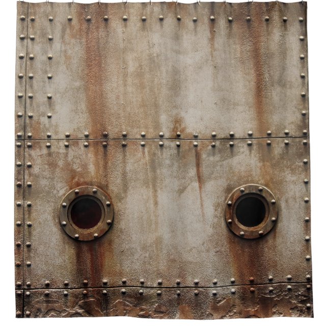 Rustic Shipwreck Metal Rivets Texture Shower Curtain (Front)