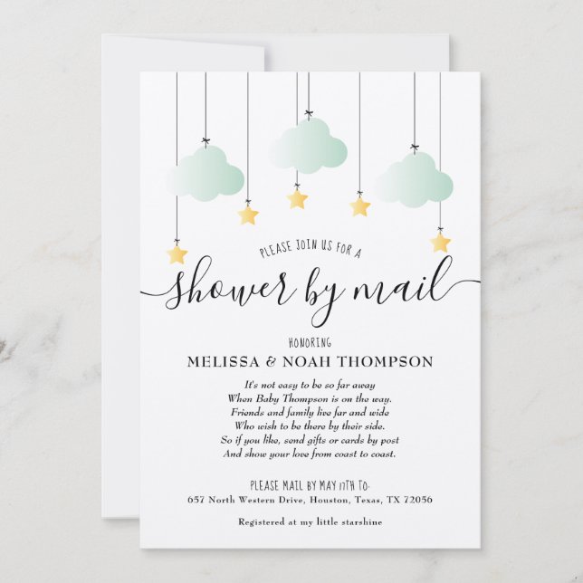 Rustic Shower By Mail Long Distance Neutral Baby Invitation (Front)