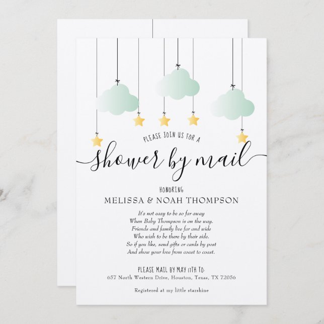 Rustic Shower By Mail Long Distance Sprinkle Invitation (Front/Back)