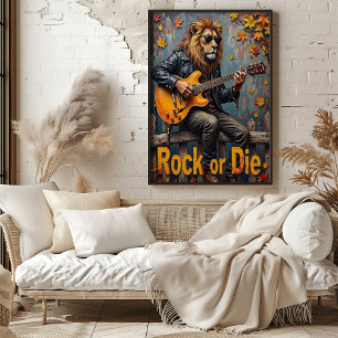 Rustic Shred: Lion's Autumn Rock Poster