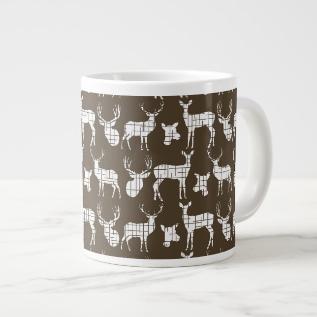 Rustic Silhouette Deer on Brown Speciality Mug (Front Right)