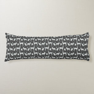 Rustic Silhouette Deer On Grey Body Pillow
