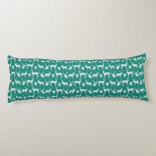 Rustic Silhouette Deer On Teal Body Pillow