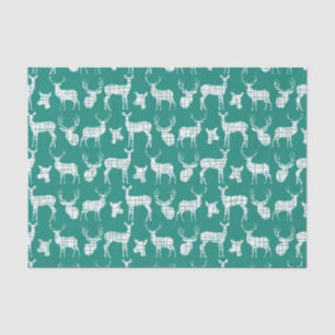 Rustic Silhouette Deer on Teal Tissue Paper