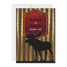 Rustic Silhouette Moose, Gold Aspen Trees Wedding