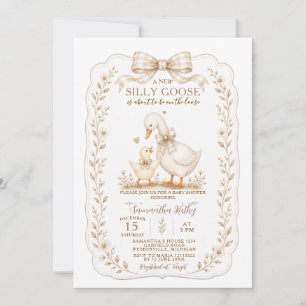 Rustic Silly Goose Baby Shower Watercolor Invitation