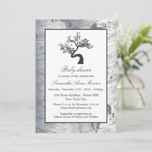 Rustic Silver Birch Tree Baby Shower Invitation