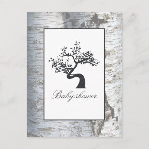 Rustic Silver Birch Tree Baby Shower Invitation Postcard