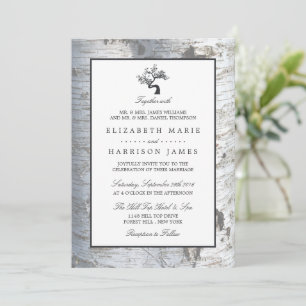 Rustic Silver Birch Tree Wedding Invitation