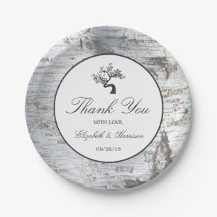 Rustic Silver Birch Tree Wedding Paper Plate