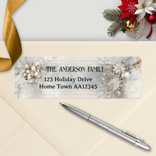 Rustic Silver Chic Christmas Return Address Label