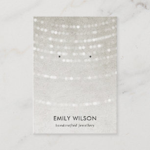 RUSTIC SILVER LIGHT STRINGS STUD EARRING DISPLAY BUSINESS CARD