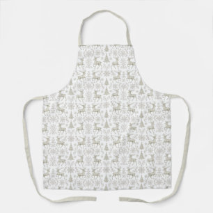 Rustic, Silver/White modern Christmas pattern Apron