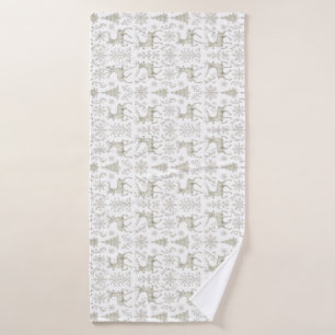 Rustic, Silver/White modern Christmas pattern Bath Towel
