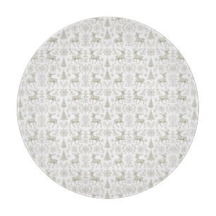 Rustic, Silver/White modern Christmas pattern Cutting Board