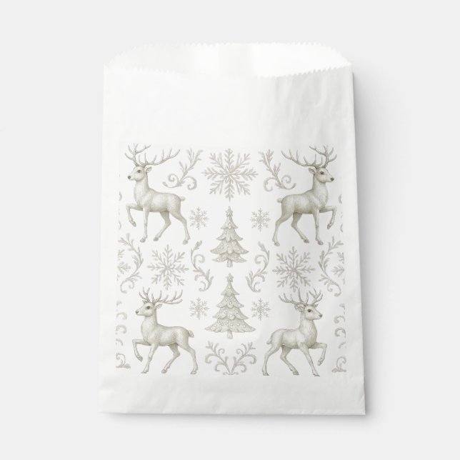 Rustic, Silver/White modern Christmas pattern Favour Bag (Front)