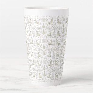 Rustic, Silver/White modern Christmas pattern Latte Mug