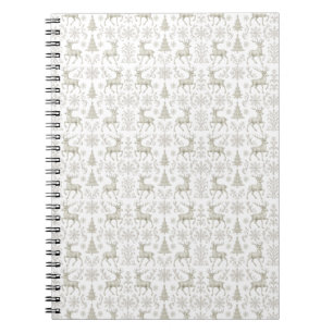 Rustic, Silver/White modern Christmas pattern Notebook
