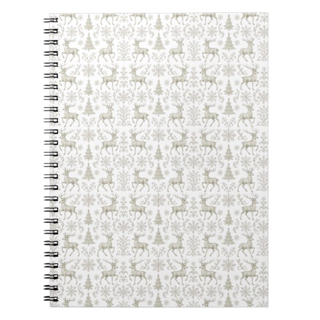 Rustic, Silver/White modern Christmas pattern Notebook (Front)