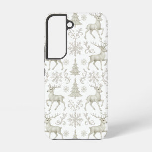 Rustic, Silver/White modern Christmas pattern Samsung Galaxy Case