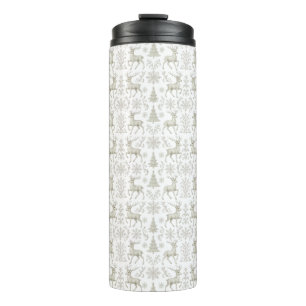 Rustic, Silver/White modern Christmas pattern Thermal Tumbler