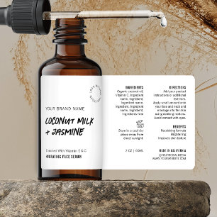 Rustic Simple Black White 2OZ Dropper Bottle Label