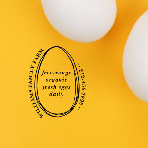 Rustic Simple Egg Carton Farmhouse Custom Text Rubber Stamp