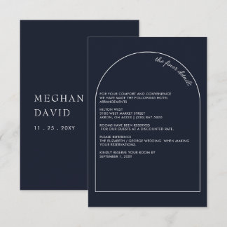 Rustic Simple Elegant Modern Arch Navy Wedding Enclosure Card