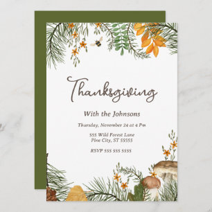 Rustic Simple Fall Forest Thanksgiving Invitation