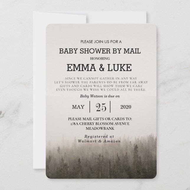 Rustic Simple Forest Misty Landscape Baby Shower Invitation (Front)