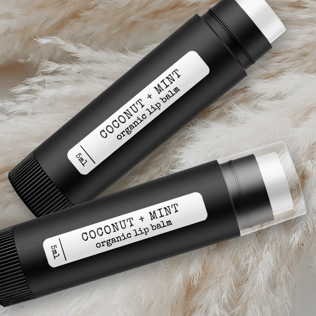 Rustic Simple Lip Gloss Tube Waterproof Lipstick (Fully editable rustic skinny rectangle stickers with vintage style fonts in black and white)
