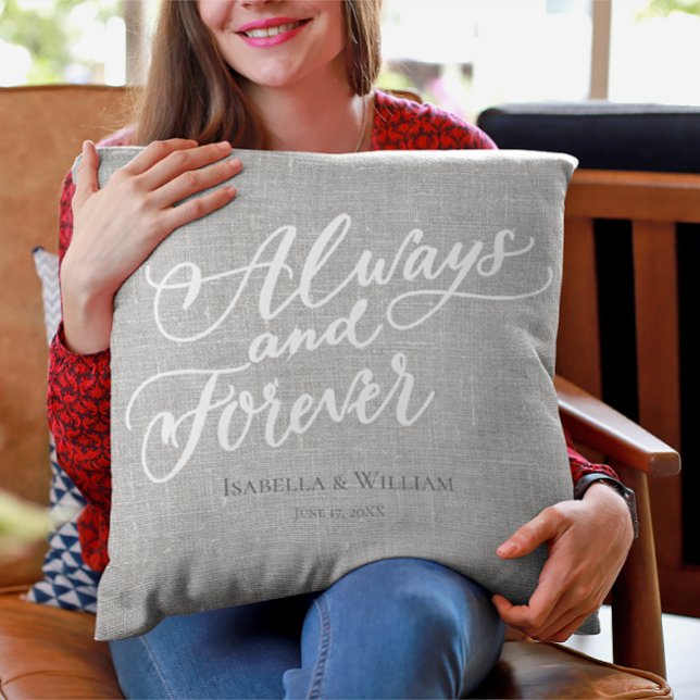 Rustic Simple Modern Always and Forever Gift Grey Cushion (Creator Uploaded)