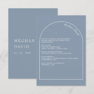 Rustic Simple Modern Arch Dusty Blue Wedding Enclosure Card