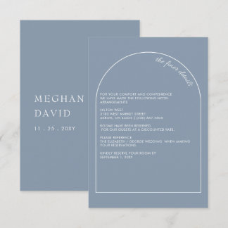 Rustic Simple Modern Arch Dusty Blue Wedding   Enclosure Card