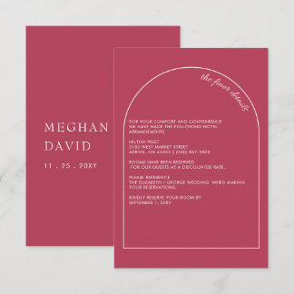 Rustic Simple Modern Arch Magenta Wedding   Enclosure Card