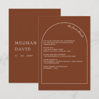 Rustic Simple Modern Arch Terracotta Wedding  Enclosure Card