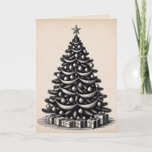 Rustic Simple Modern Trendy Christmas Tree Holiday Card