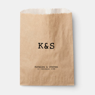 Rustic Simple Monogram Initials Wedding Treat Favour Bag