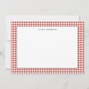 Rustic simple  red and white Gingham flat  Thank You Card