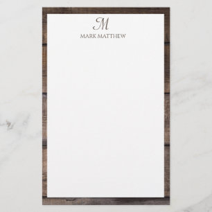 Rustic Simple Script Monogram Custom Stationery