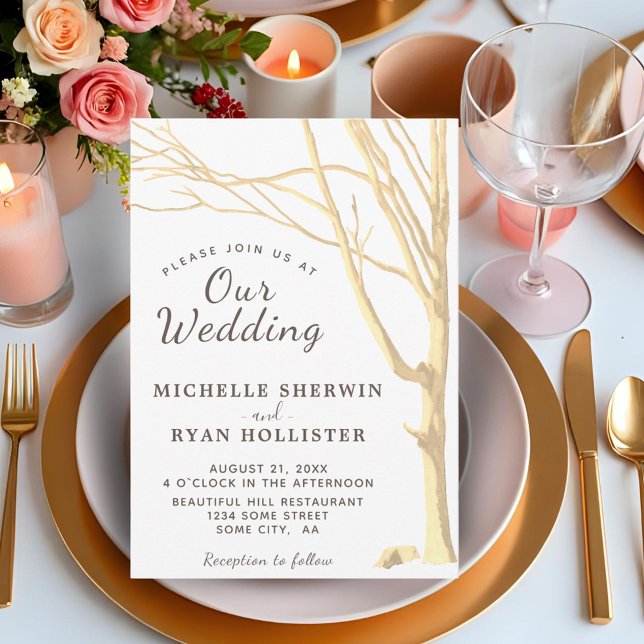 Rustic Simple Tree Fall Winter Wedding Invitation (Creator Uploaded)