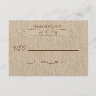 Rustic Simple Woodgrain Wedding Reply Card