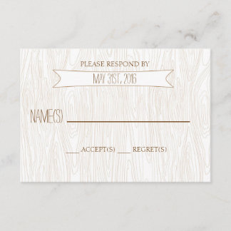 Rustic Simple Woodgrain Wedding Reply Card